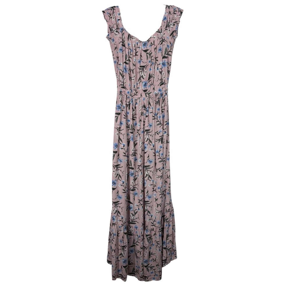 American Eagle Pink Floral Peasant Prairie Tiered Puff Sleeve Milkmaid Dress S